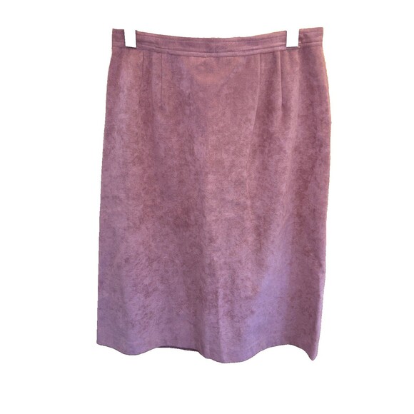 Baron Peters Vintage Ultrasuede Skirt Suit Set 16 Lined Button Zip Mauve Pink - Picture 7 of 12